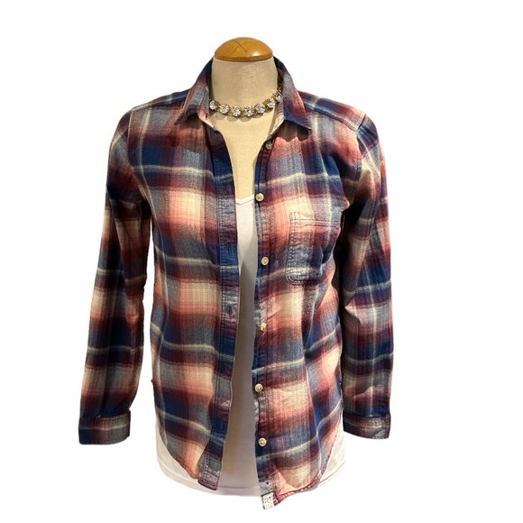 AMERICAN EAGLE OUTFITTERS Plaid Shirt Size Small Cotton Long Sleeves - Picture 3 of 12